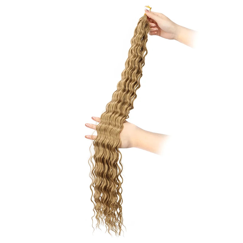 30 Inch Pre-Stretched Deep Wave Crochet Hair – Ombre Soft Curly Braiding Hair for Women Luxegan