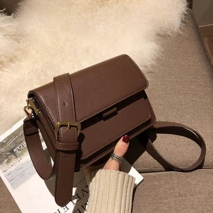 Vintage Shoulder Bag for Women | Simple Solid Color Messenger Bag & Small Square Crossbody Luxegan