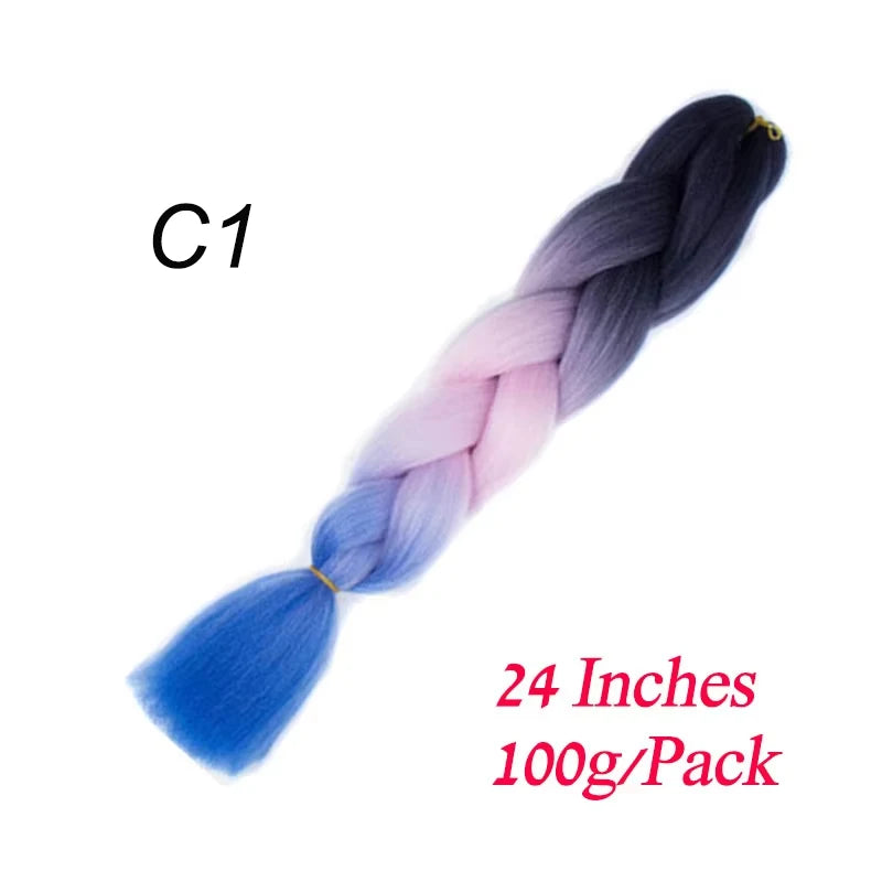 Lihui 24 Inch Pre-Stretched Synthetic Braiding Hair – Kanekalon Jumbo Braid | 100g | 100+ Ombre Colors