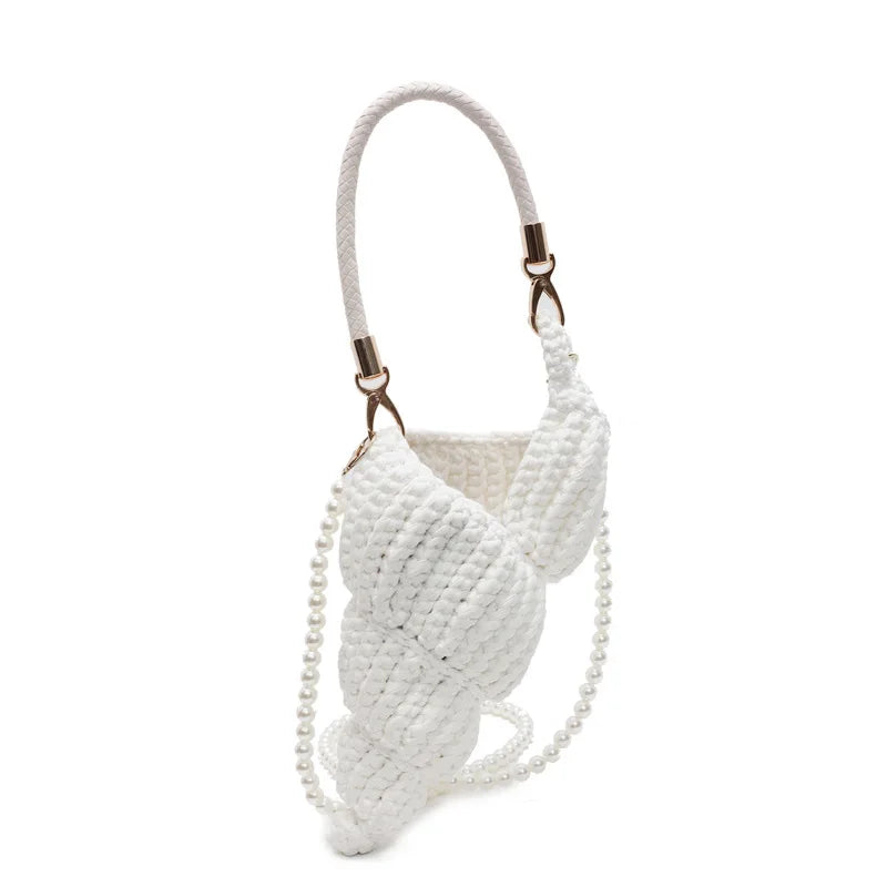 Hand-Woven Shell Bag | Luxury Pearl Chain Crossbody Purse Luxegan