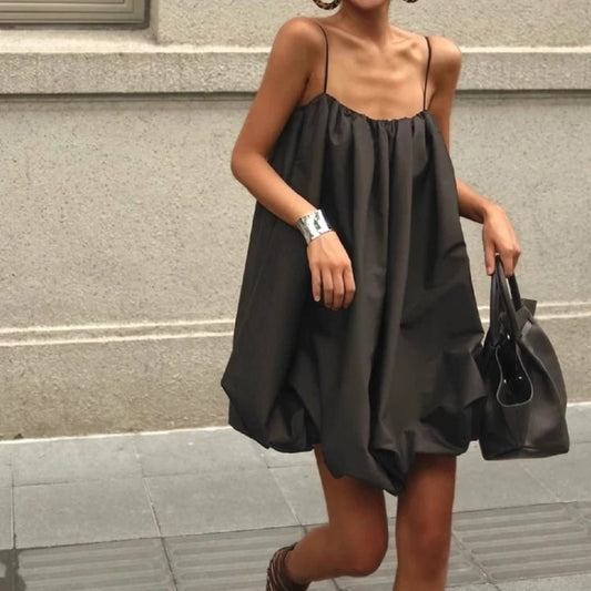French Elegant Loose Sling Mini Dress | V-Neck Empire Waist Summer Dress Luxegan