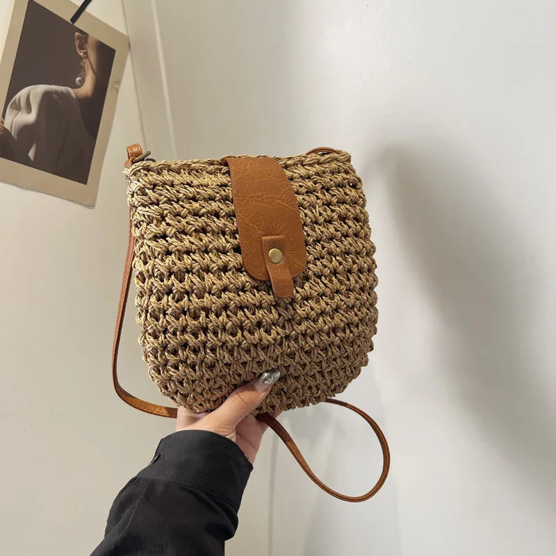 New Summer Shoulder Bag Grass Woven Crossbody Bag for Women | Bohemian Beach Simple Designer Small Purses and Handbags Luxegan