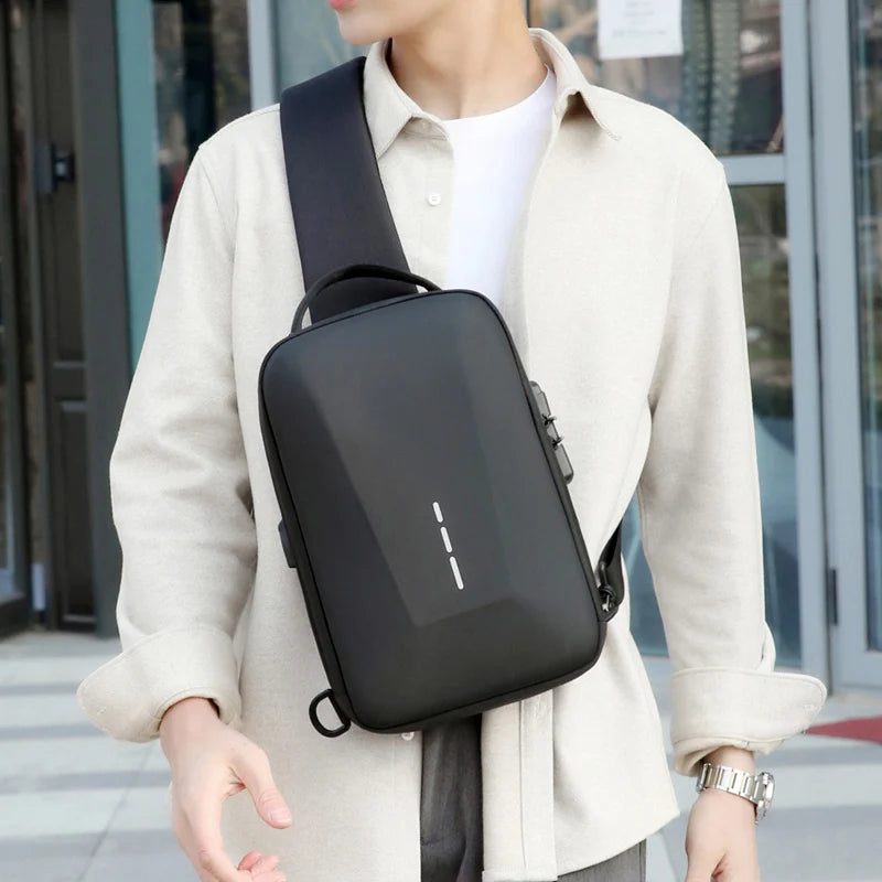 Anti-theft Combination Lock Chest Pack | Fashion Business Men's Crossbody Bag & Travel Shoulder Bag Luxegan