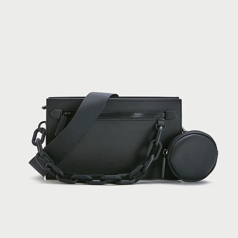 Designer 2-in-1 Square Box Crossbody | Hard PU Messenger Hand Bag Luxegan