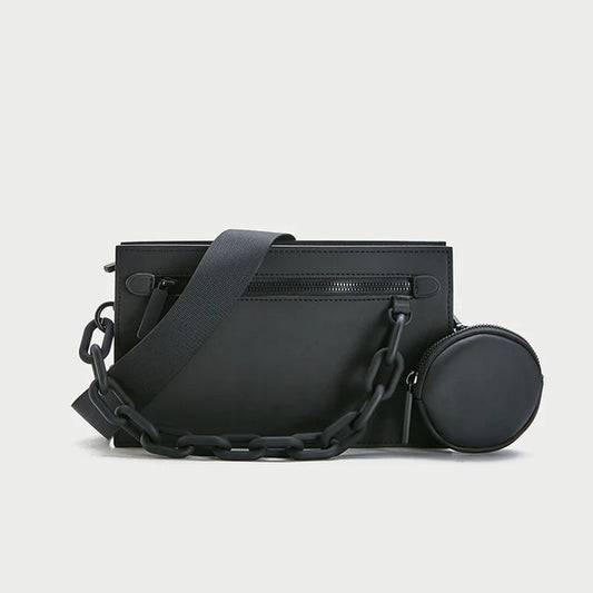 Designer 2-in-1 Square Box Crossbody | Hard PU Messenger Hand Bag Luxegan