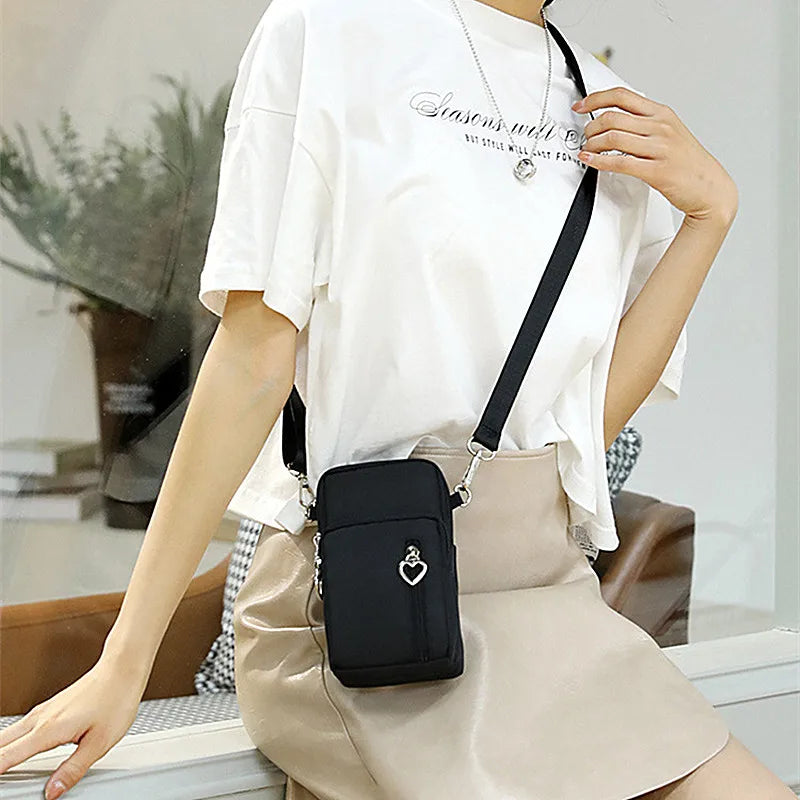 Waterproof Mobile Phone Bag | Sophisticated Mini Oxford Crossbody Purse | Elegant Multi-Layer Zipper Travel Bag | "Dignified" Soft Nylon Bag for Versatile Outdoor Styling Luxegan