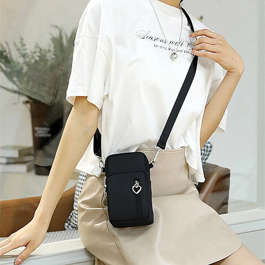 Waterproof Mobile Phone Bag | Sophisticated Mini Oxford Crossbody Purse | Elegant Multi-Layer Zipper Travel Bag | "Dignified" Soft Nylon Bag for Versatile Outdoor Styling Luxegan