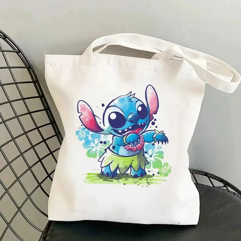 Disney Lilo & Stitch Cartoon Canvas Bag | Unisex Large Capacity Student Backpack & Shoulder Tote | Casual Shopping Totes Luxegan