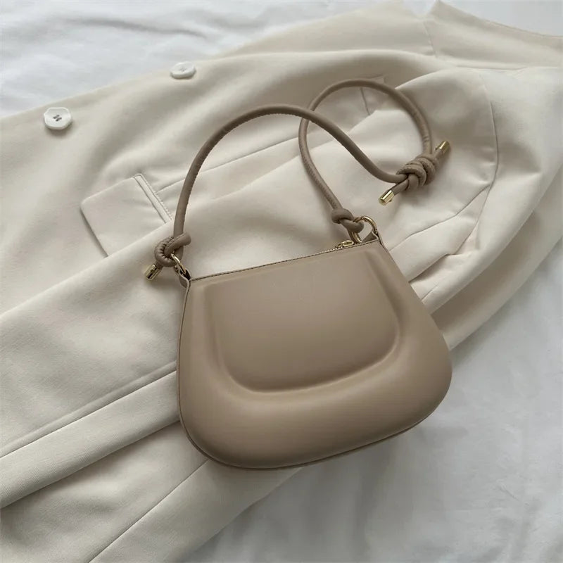 Soft PU Leather Ladies Crossbody Bag | Women's Purple Underarm Bag & Retro Solid Color Handbag (Fashion Design Girl Small Shoulder Bag) Luxegan