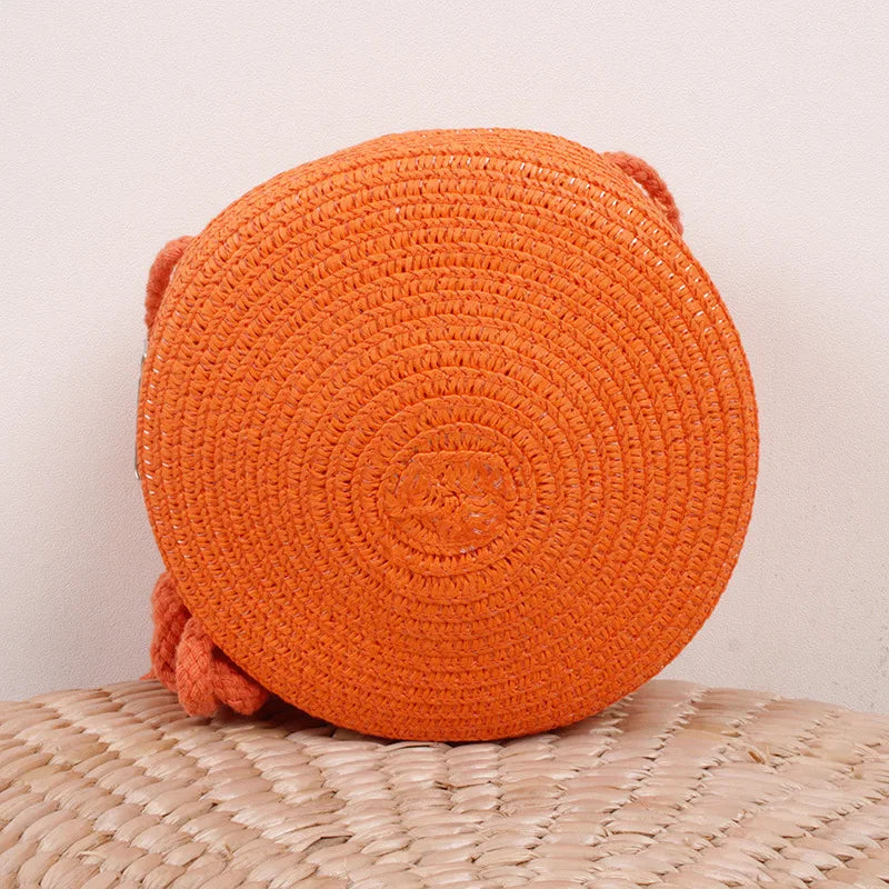Round Straw Bag | Women's Woven Beach Crossbody Bag & Handmade Knitted Small Handbag Luxegan