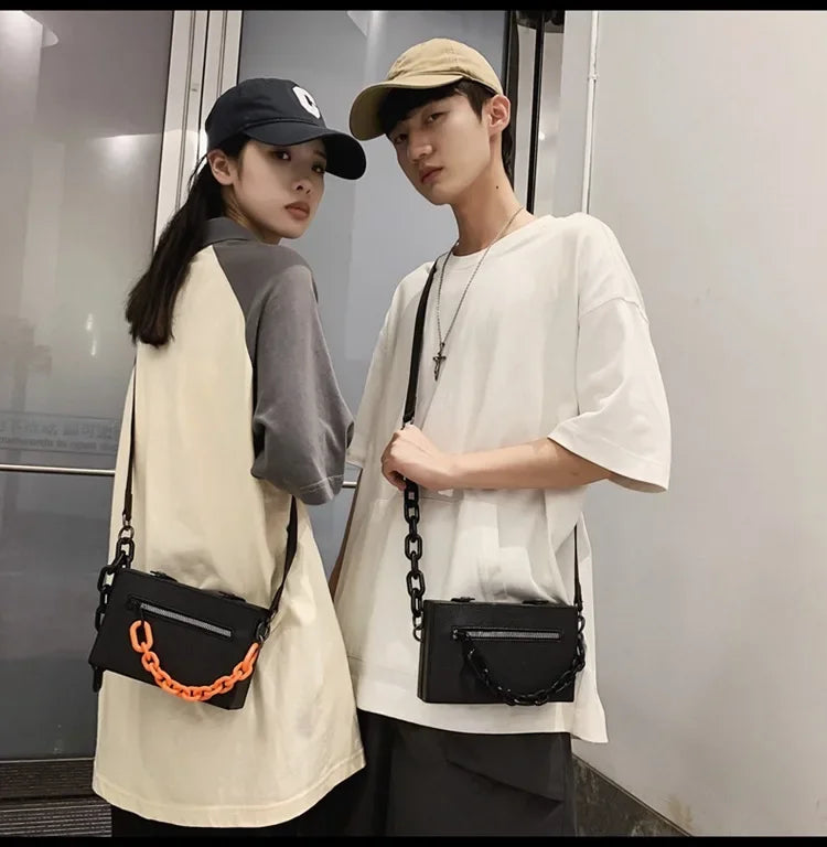 Hard Mini Flap Crossbody | Unisex Chain Messenger Bag Luxegan