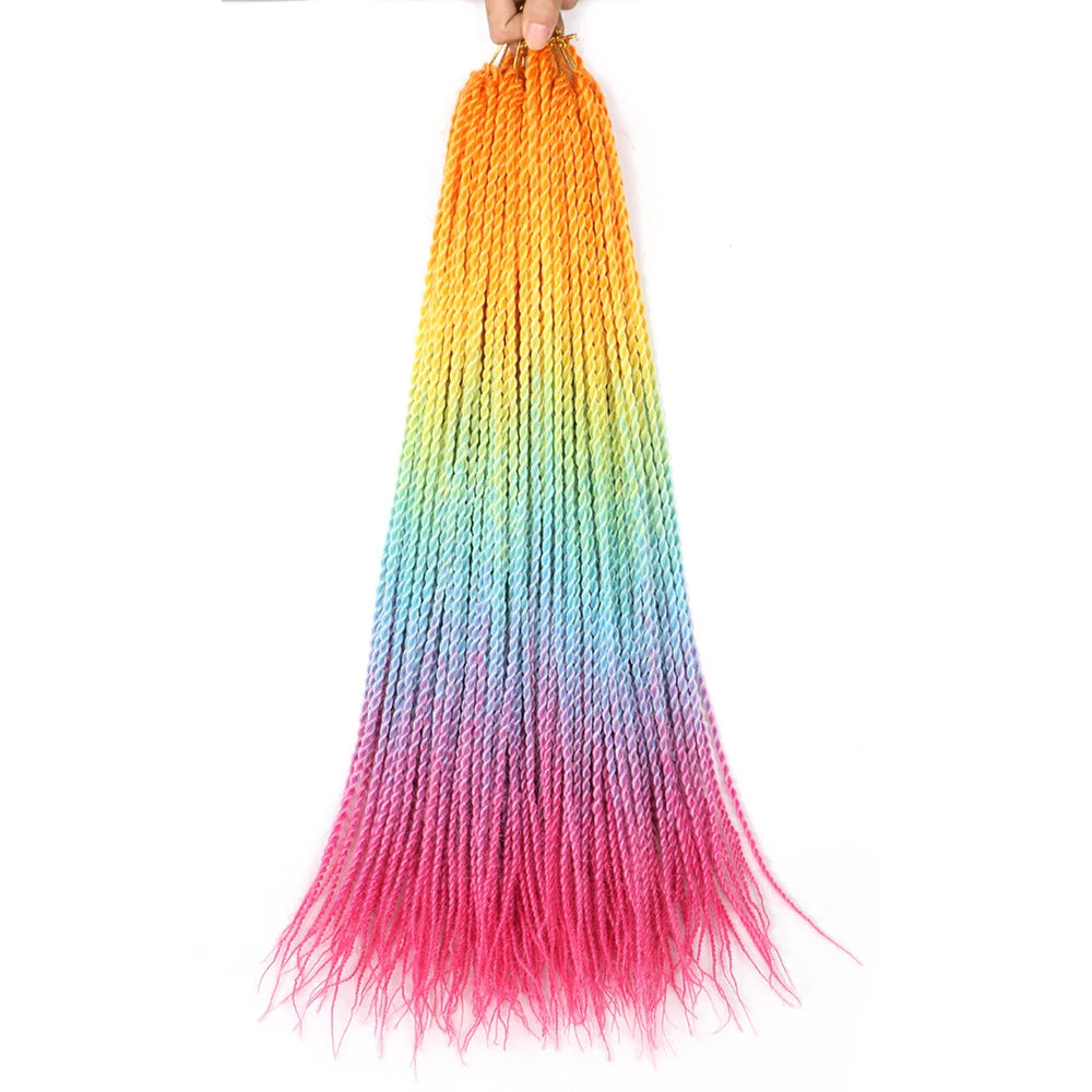 24-Inch Long Ombre Box Braids Crochet Hair - Pre-Looped Synthetic Braiding Hair Extensions - High Temperature Fiber 22 Strands/Pack Piano Color Crochet Braids for Women & Girls (27 Colors Available)