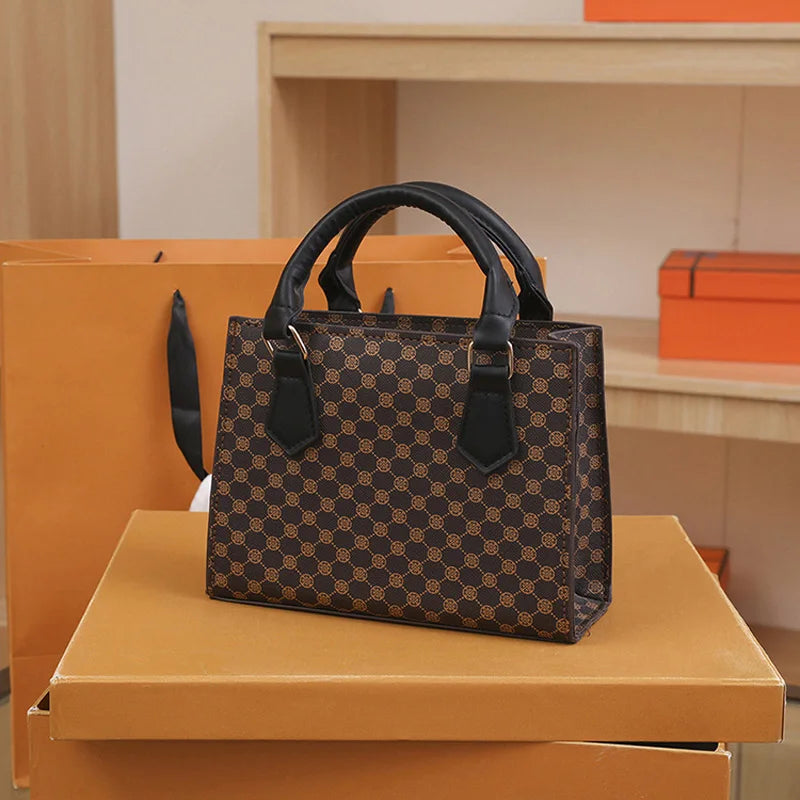 Fashion Square Small Top-Handle Bags | Casual Tote PU Leather Plaid Crossbody Shoulder Bag (Women's Handbags for Daily Use & Gift Luxegan
