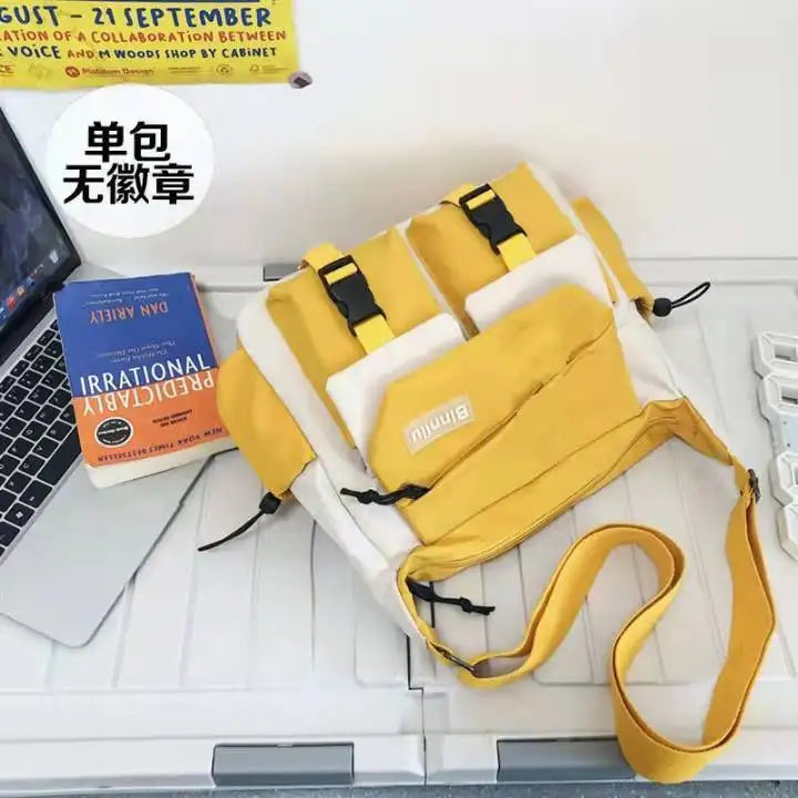 Japanese Simple Messenger Bag | Student Nylon Waterproof Canvas Handbag & Shoulder Crossbody Bag