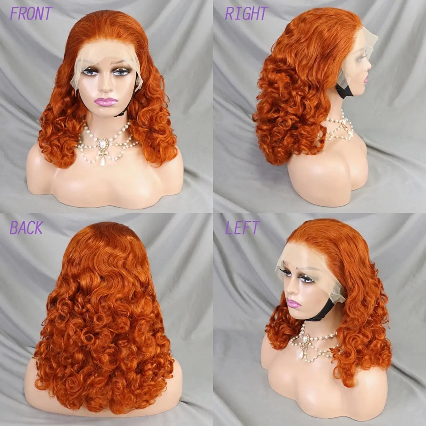 250% Density Bouncy Curly Burgundy Wig | Sophisticated 13x4 HD Transparent Lace Frontal | Elegant Double Drawn Brazilian Human Hair | "Dignified" 16-Inch Loose Wave Curly Remy Wig for Radiant Versatile Styling Luxegan