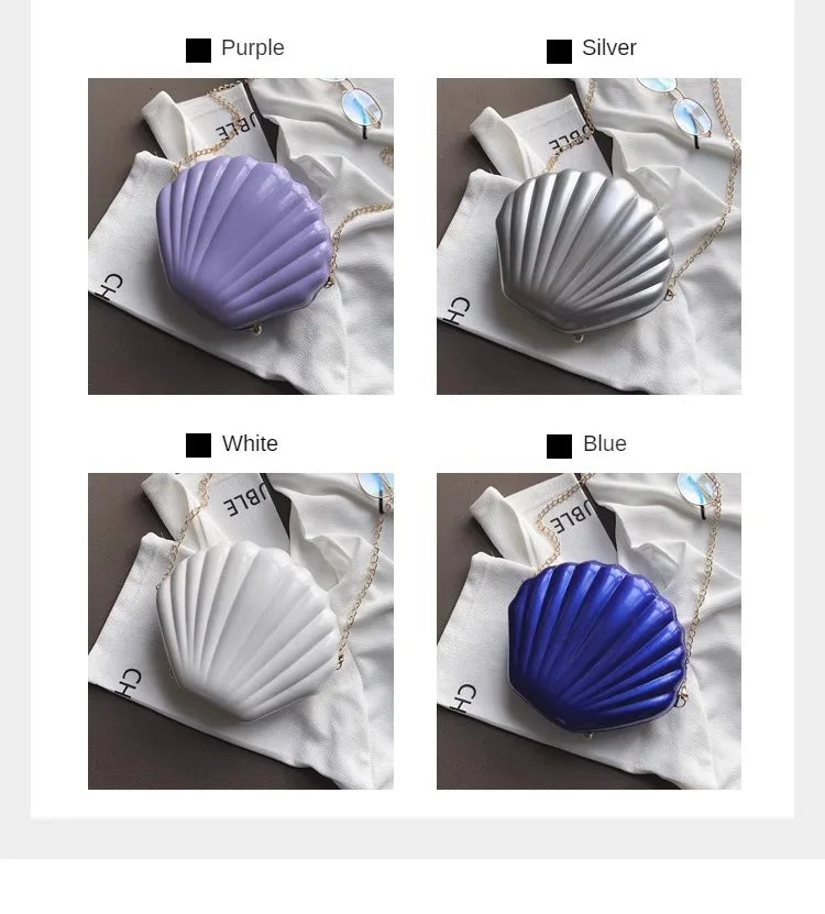 PVC Sequined Shell Crossbody Bag | Cute Chain Shoulder & Phone Money Pouch Luxegan