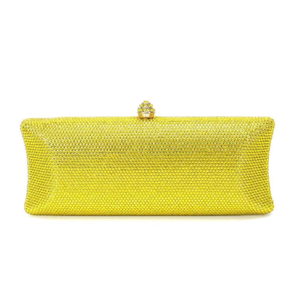 Colorful Diamond Gala Evening Bag | Sophisticated Rhinestone Party Clutch | Elegant Metallic Dinner Purse | "Dignified" Hard-Shell Bridal Handbag for Versatile Occasion Styling Luxegan