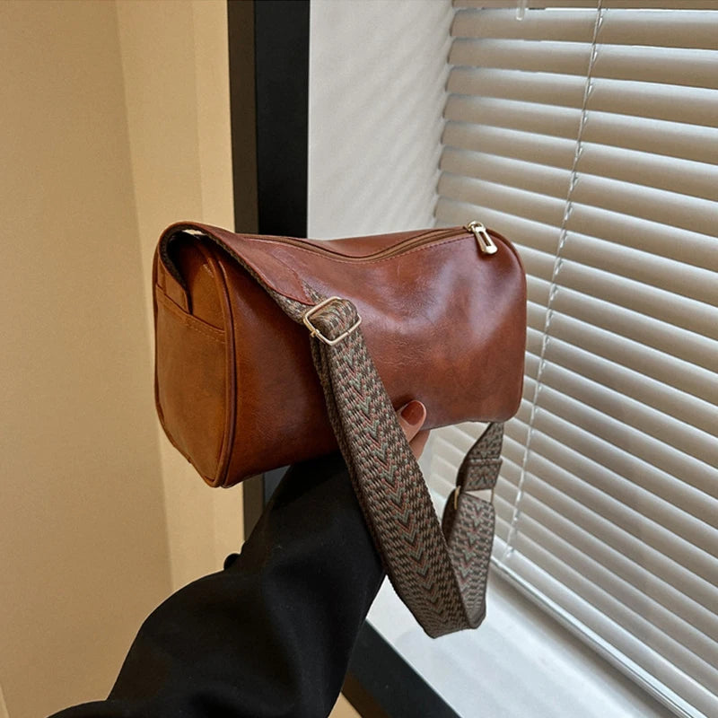 PU Leather Solid Pillow Bag | Soft Vintage Boston Designer Crossbody Luxegan