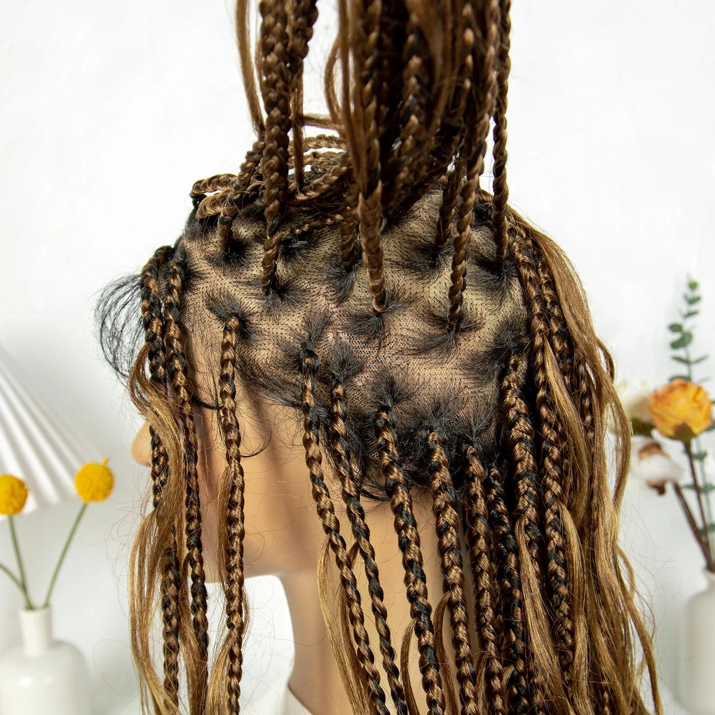 KIMA Twisted Boho Braided Wigs Curly Dreadlocks Full Lace Knotless Synthetic Box Braids Wig  Curly Wigs for Black Women