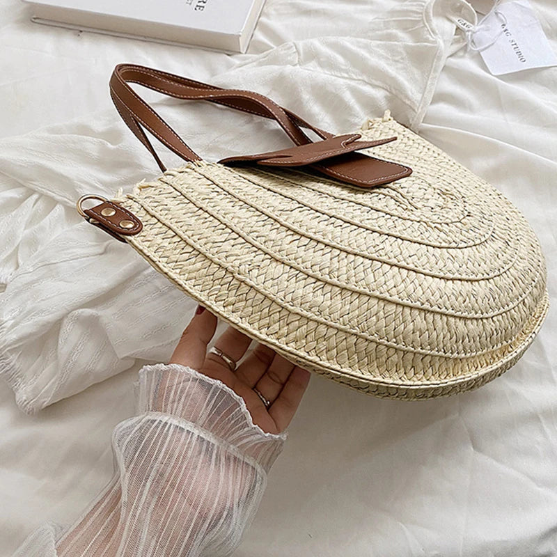 Designer Woven Straw Tote | Large Capacity Beach & Shopper Bag Luxegan
