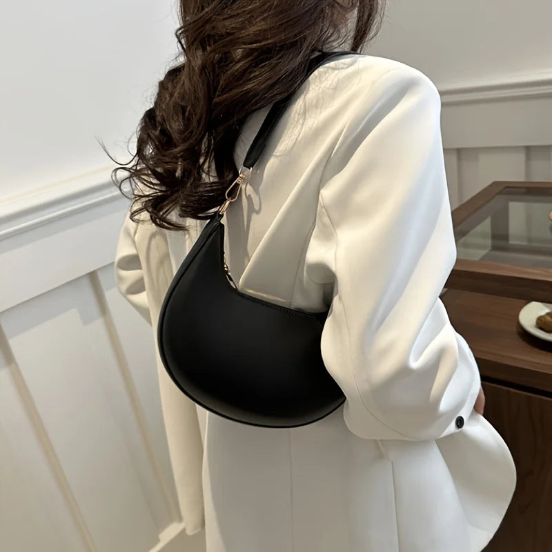 New Fashionable High-End Moon-Shaped Baseball Bag | Luxury Women's Single Shoulder Bag (Sequined Vintage Handbag) Luxegan