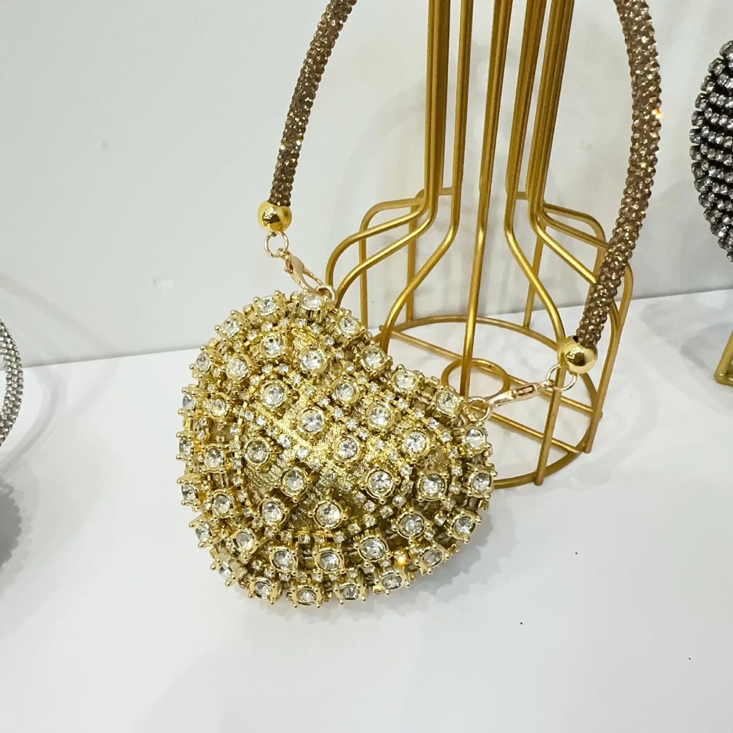 Luxury Mini Heart-Shape Crystal Clutch | Hard Diamond Inlay Evening Party Handbag - view 11