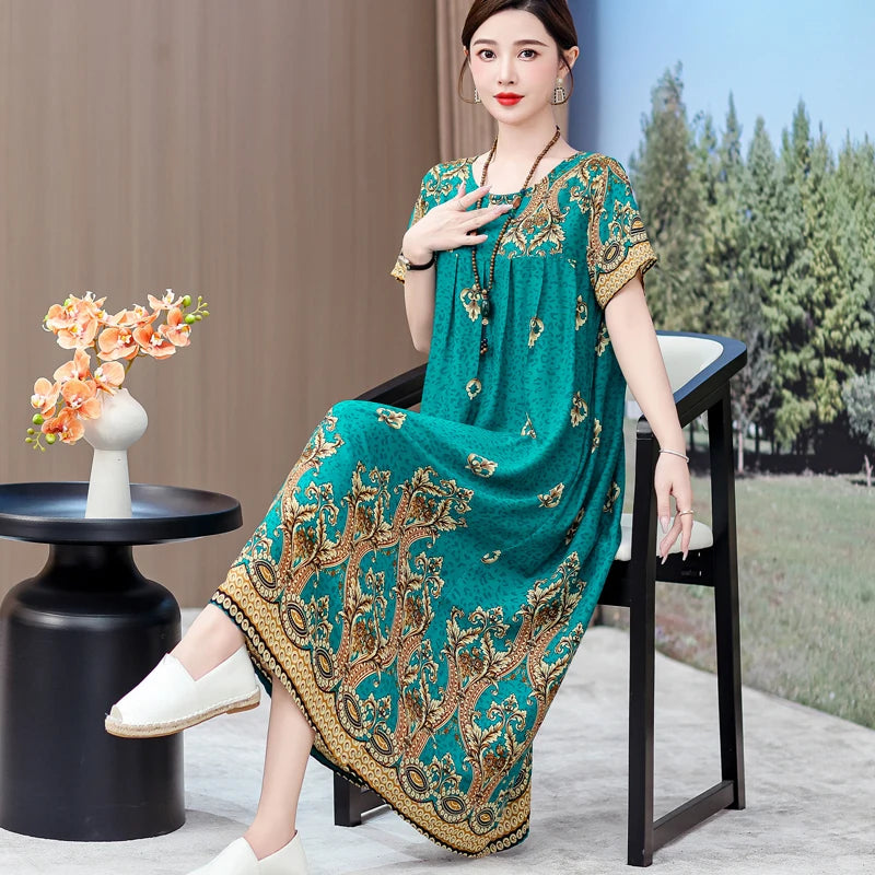 New 2025 Women Dress Female Casual short Sleeve cotton Dresses loose solid Vintage Sweet Clothing Vestidos  vestido verano