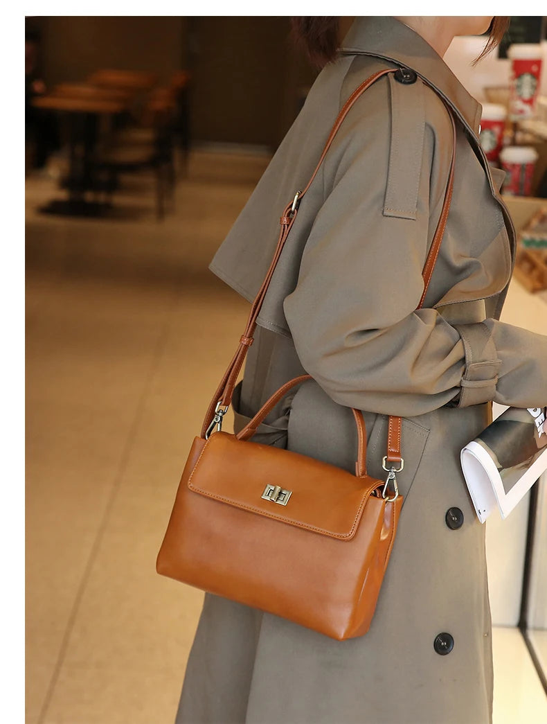 Women's Cow Genuine Leather Shoulder Bag Female Soft Natural Cowhide Retro Handbags Ladies Fashion Trend Commute Crossbody Bags Luxegan