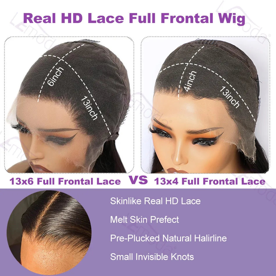 Lemoda Real HD Lace Frontal Wig | Sophisticated "Invisible 13x6" Silhouette | Elegant 250 Density Straight Virgin Hair | "Dignified" High-Performance 12A Grade Human Hair for Radiant Versatile Styling Luxegan
