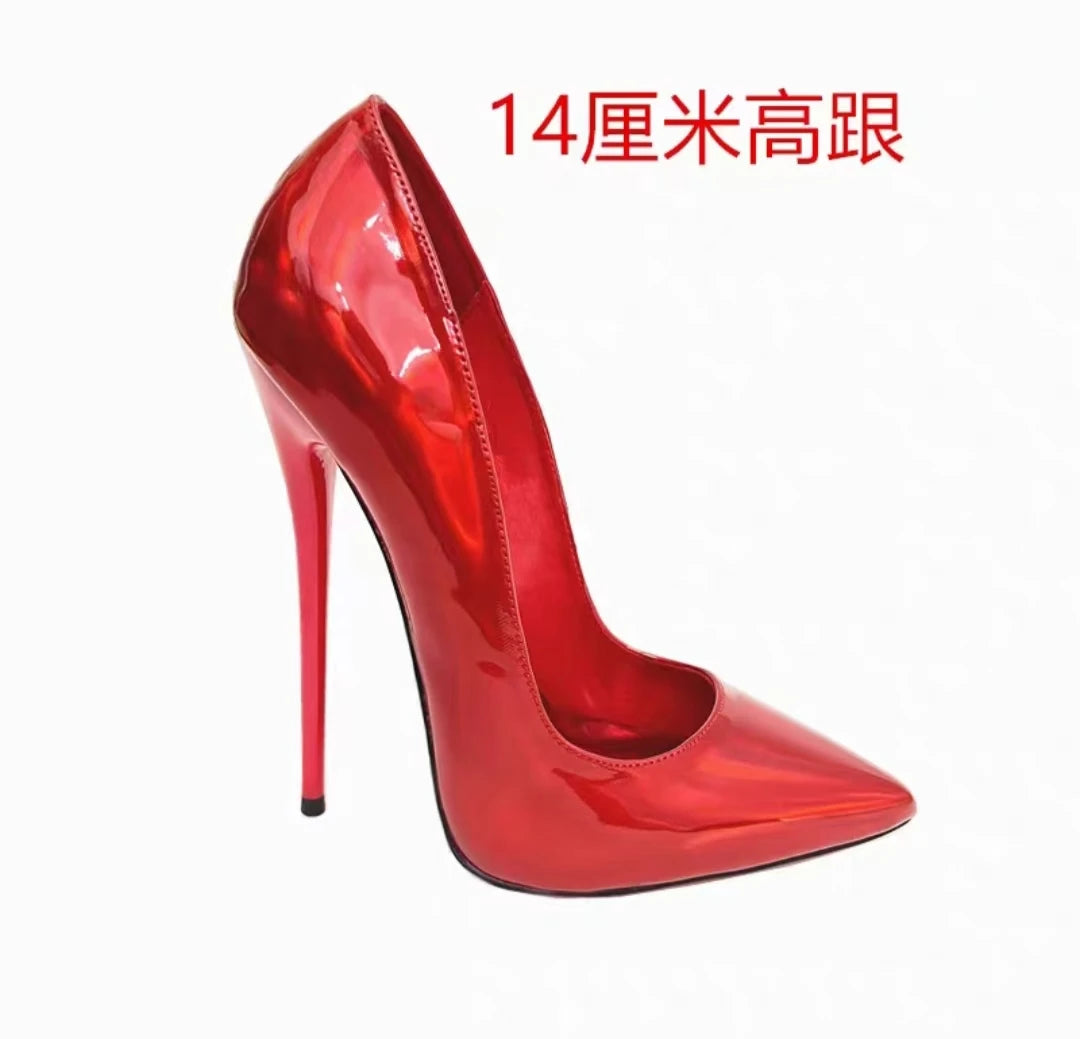 16cm Stage Show Patent Leather Stilettos | Sophisticated Camouflage Pattern High Heels | Elegant "Handmade Shallow-Out" Silhouette | "Dignified" Sexy Pointed Toe Party Shoes for Radiant Versatile Styling Luxegan