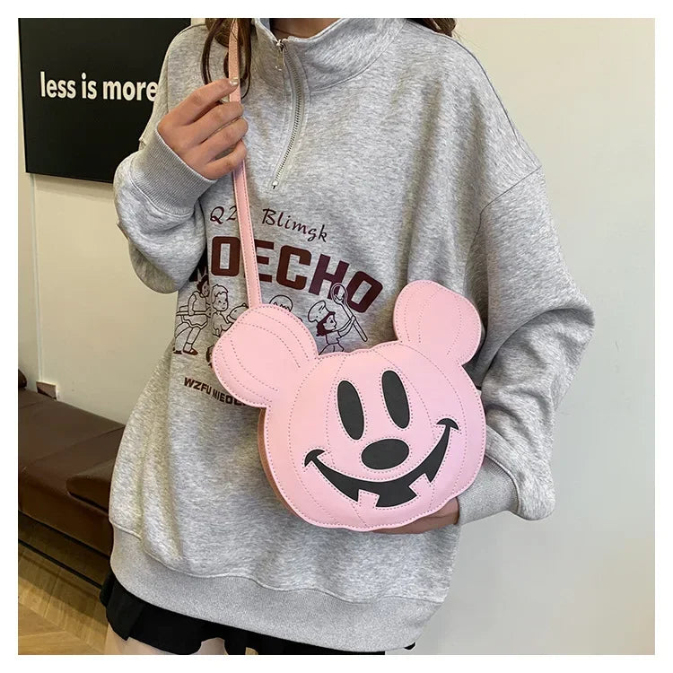 New Disney Mickey Halloween Pumpkin Creative Shoulder Bag | Funny Women's PU Crossbody Cartoon Bag (Personalized Niche Design) Luxegan