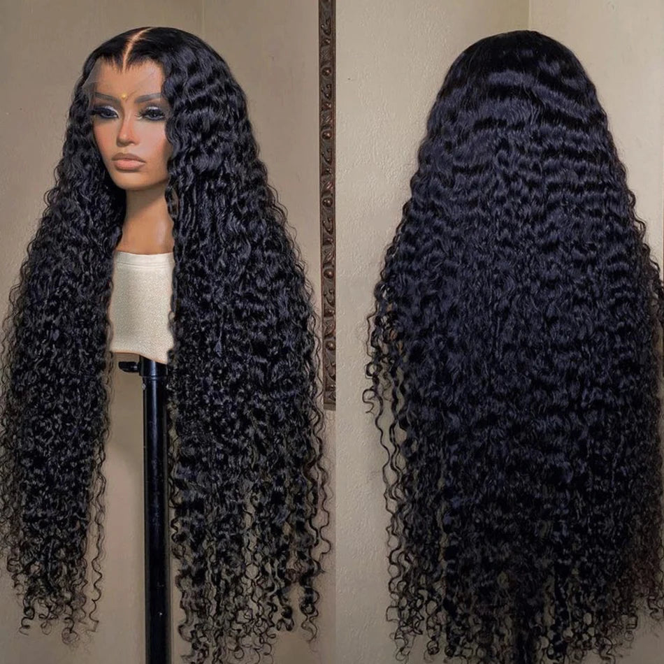 Deep Wave 200% Density Glueless Lace Wig - 13x6 / 13x4 Transparent Lace Frontal & 6x4 Wear-and-Go Human Hair Wig - 100% Brazilian Remy Water Curly Long Wig for Women (32-34 Inch) Luxegan