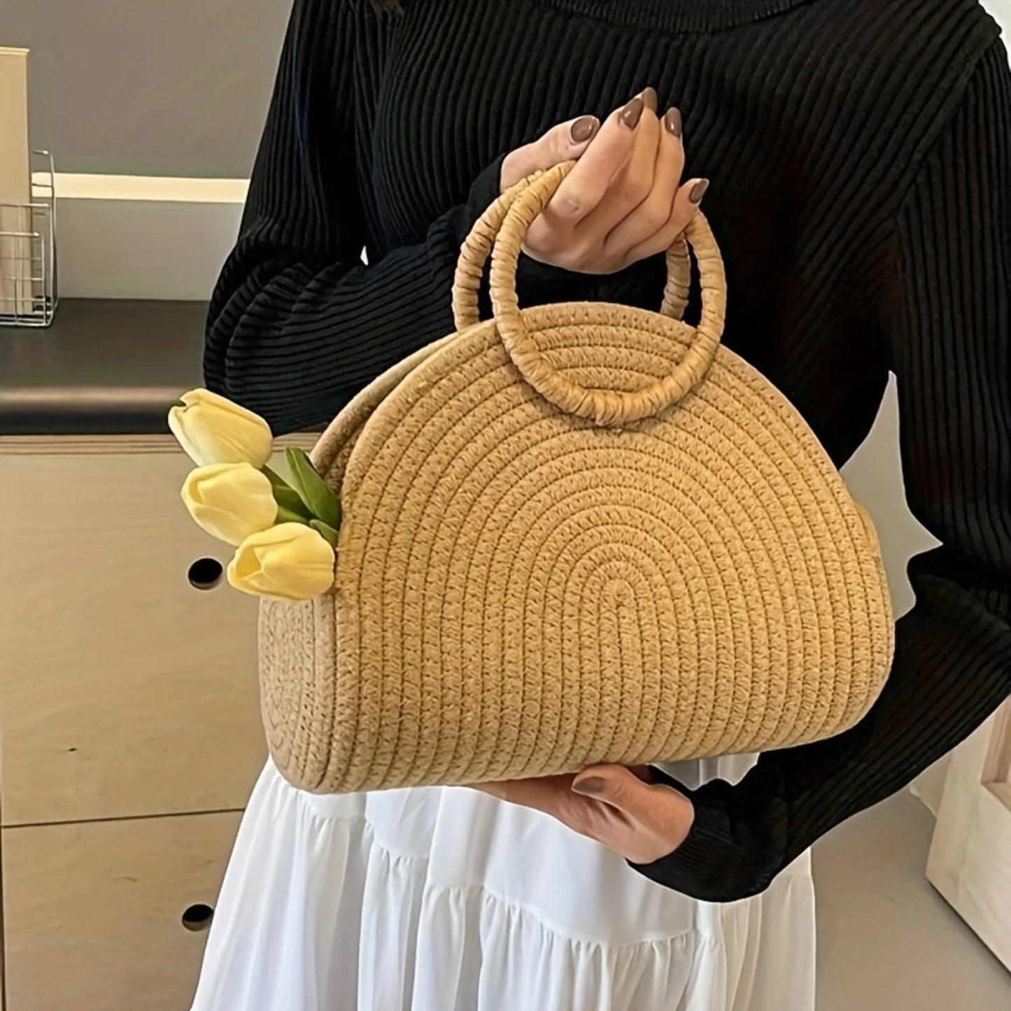 Fashionable Minimalist Beach Bag, Versatile Chic  Style Handbag For Women