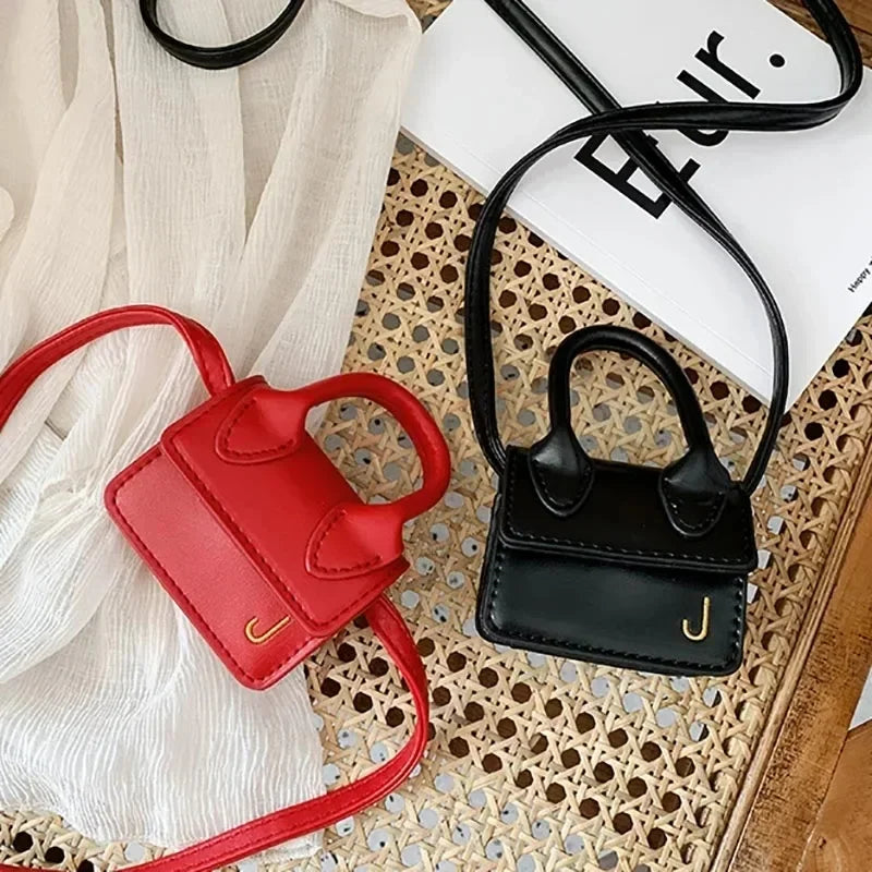 Kids Mini PU Leather Crossbody Bag | Cute Fashion Purse for Little Girls | Small Toddler Coin Pouch & Handbag | Trendy Square Casual Tote for Children Luxegan