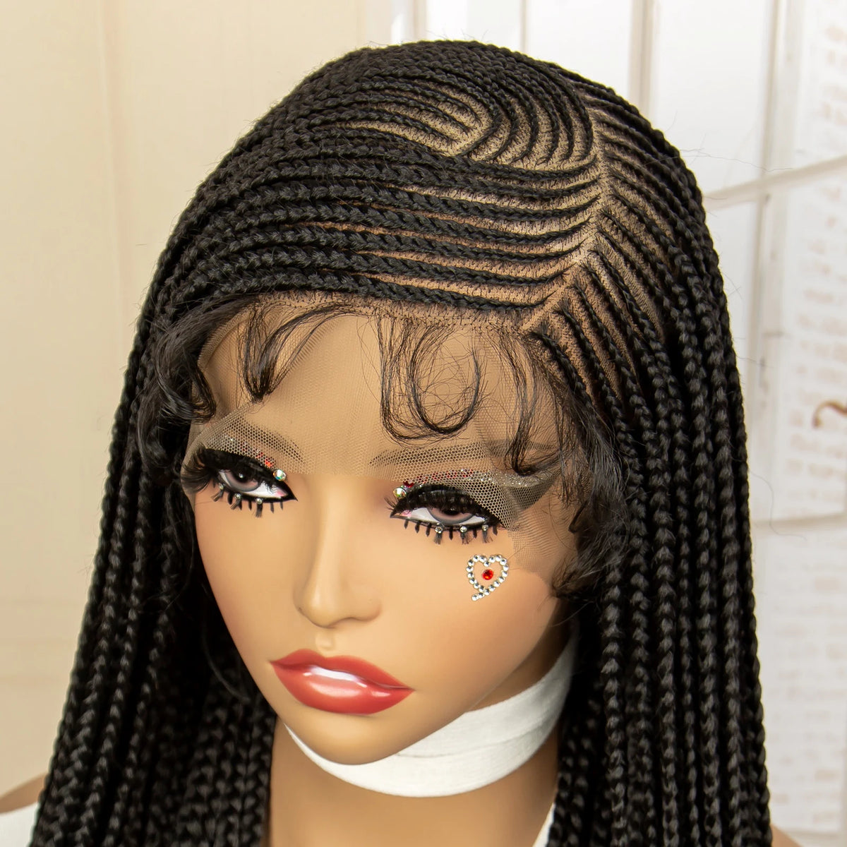 36 Inch Square Knotless Box Cornrow Wig | Full Lace Frontal