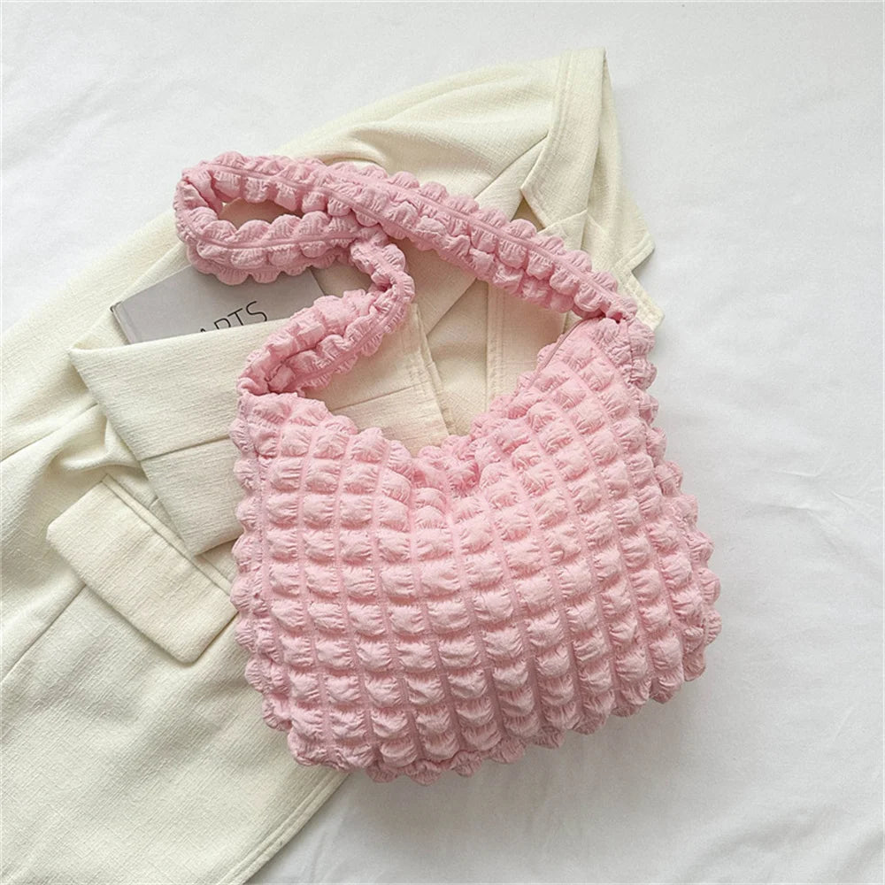 Soft Quilted Canvas Tote | Pleated Crossbody & Underarm Bag Luxegan