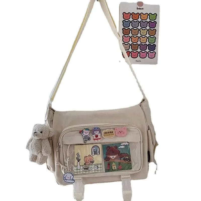 Japanese Harajuku Style Canvas Messenger Bag | Large Capacity Student Tote Luxegan