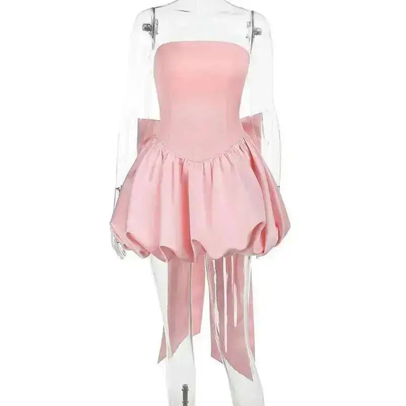 Townlike Bow Backless Sexy Party Dress Women Mini 2025 Spring Summer Dress Waist Wrap A-line Ball Gown Dresses