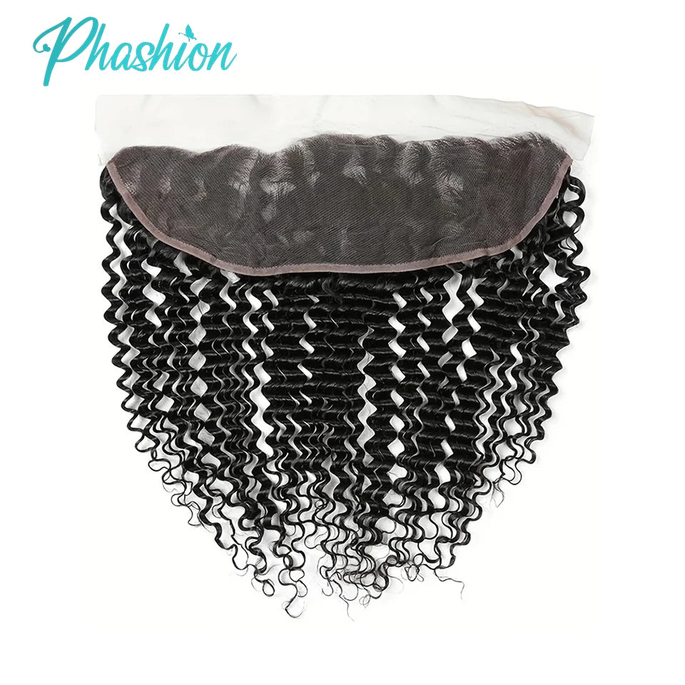 Phashion Kinky Curly Human Hair Bundles With 13x6 Lace Front Closure HD Transparent Brazilian Jerry Curl Weave and Closures Soft