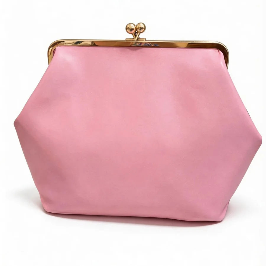 Large Kisslock Clip Shell Clutch | Sophisticated "Soft PU Leather" Silhouette | Elegant Designer Shoulder Bag | "Dignified" High-Performance Party Essential for Radiant Versatile Styling Luxegan