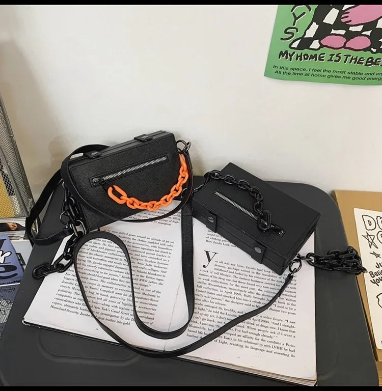 Hard Mini Flap Crossbody | Unisex Chain Messenger Bag Luxegan