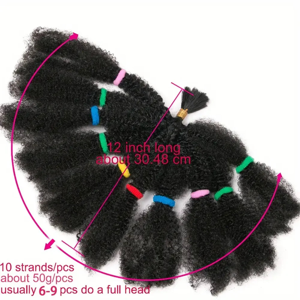 12 Inch Pre-Fluffied Afro Kinky Twist Braiding Hair | Synthetic Bulk Hair Extensions Ombre Colors - view 3
