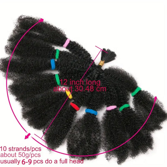 12 Inch Pre-Fluffied Afro Kinky Twist Braiding Hair | Synthetic Bulk Hair Extensions Ombre Colors - view 2