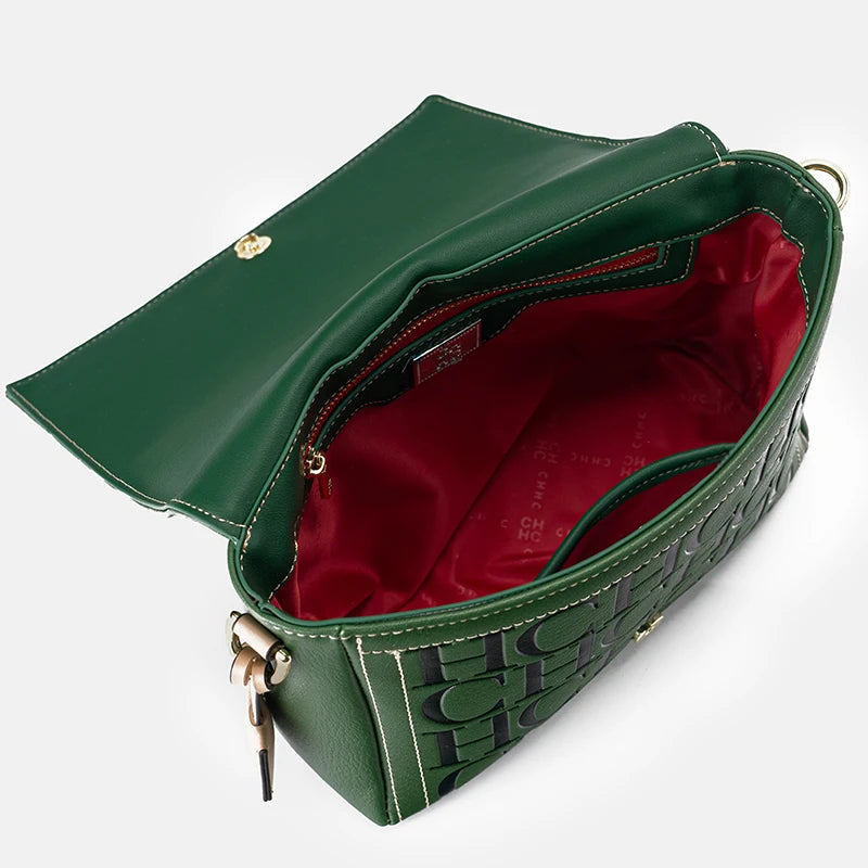 Elegant Letter Print Crossbody Bag | Niche Designer Satchel