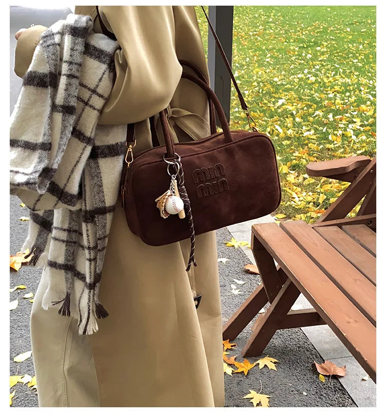 Matte Leather Tote Bag | Women's Shoulder Bag & Autumn Trend New Style Ladies Bowling Bag (Large Capacity Briefcase) Luxegan