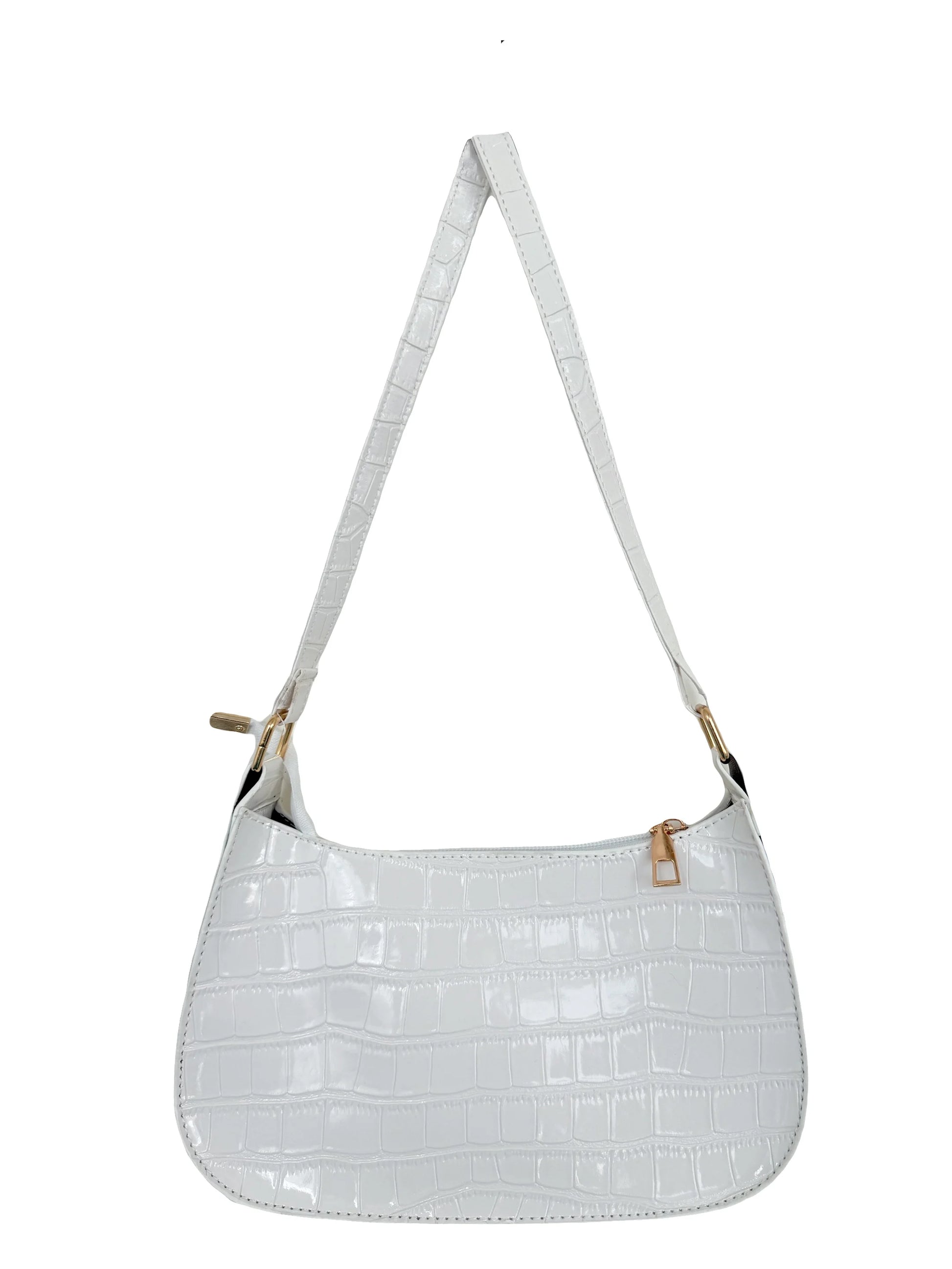 Hard Patent PU Leather Baguette Bag | Vintage Designer Hobos Underarm Bag Luxegan