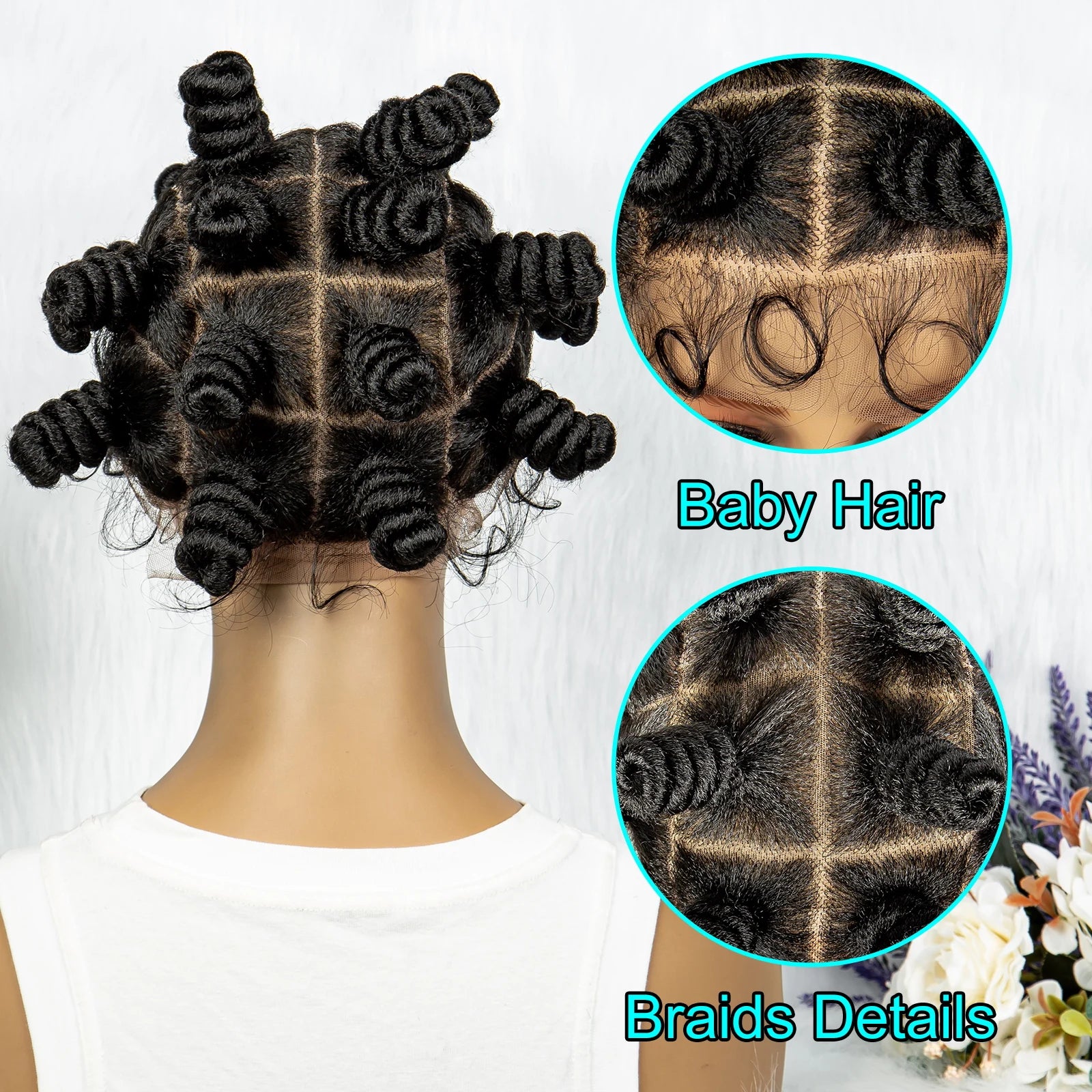 KIMA Bantu Knotless Braids Wig with Twist Buns | Full Lace Braiding Hair Luxegan