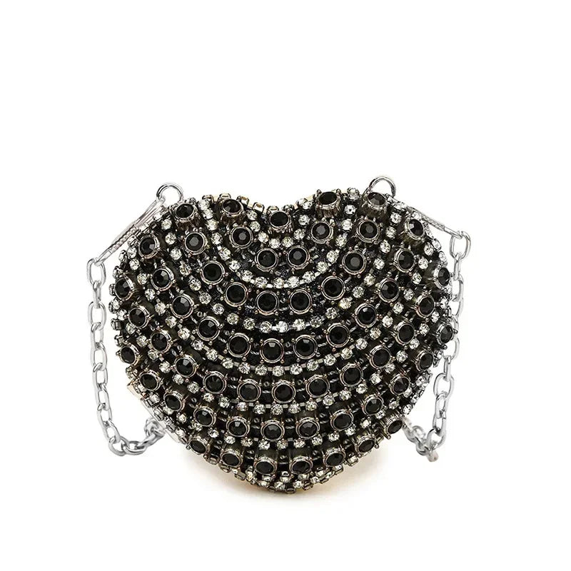 Luxury Mini Diamond Inlay Heart-Shape Crystal Clutch | Rhinestone Evening Bag Luxegan