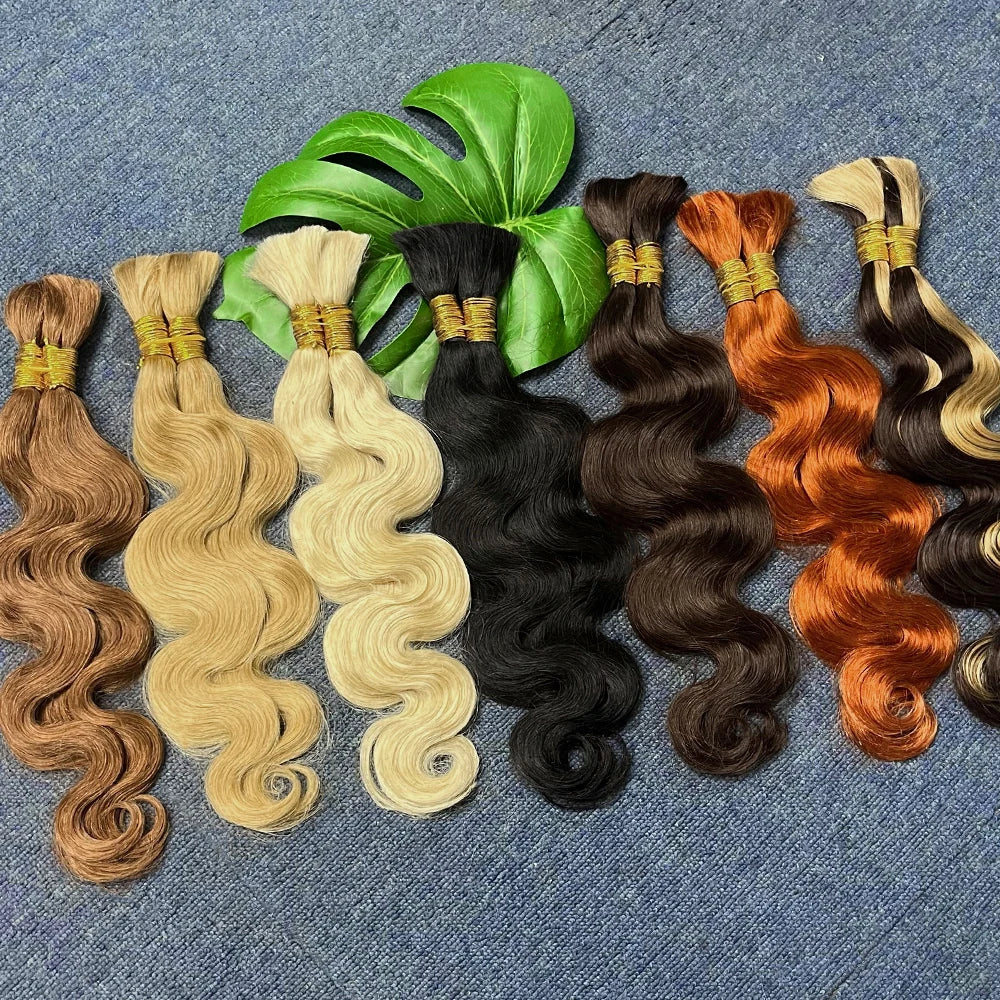 Body Wave Human Hair Bundles for Braiding | No-Weft Boho Extensions | 14–30 Inches Luxegan