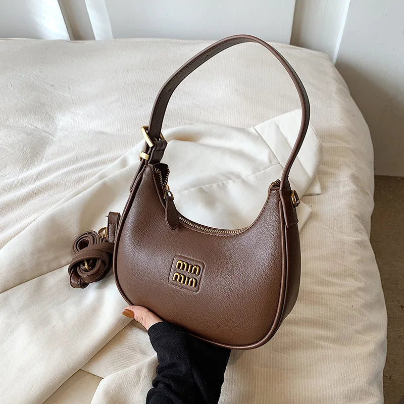 Vintage Small Bag | Women's New Crescent Shaped Bag & Autumn Winter Dumpling Bag (Commuting Black Crossbody Bag) Luxegan
